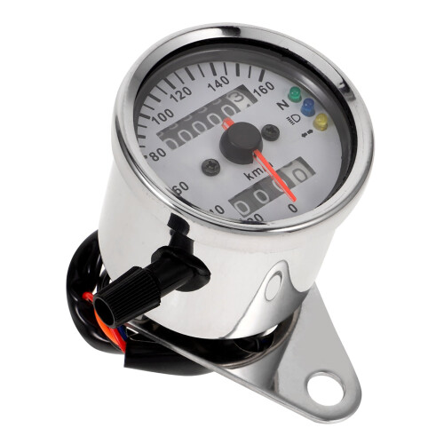 Universal Motorcycle Tachometer Gauge Silver 1Pack