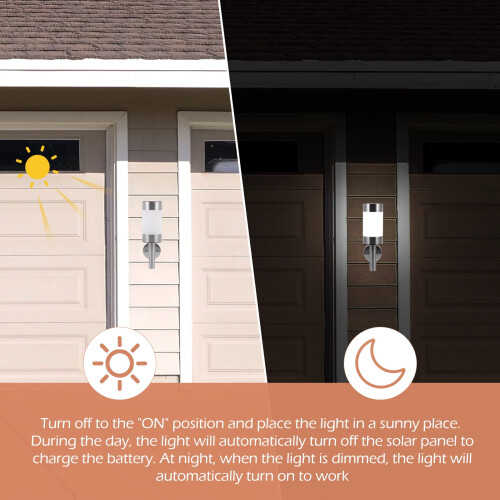 Solar Wall Light Durable Lamp Silver 2 pcs 2