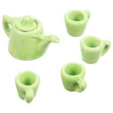 1:12 Dollhouse Toy Tableware Green Simulated 5-head Ceramic Tea Set Green Toys Mini Tea Cups Miniature Tea Cups Child
