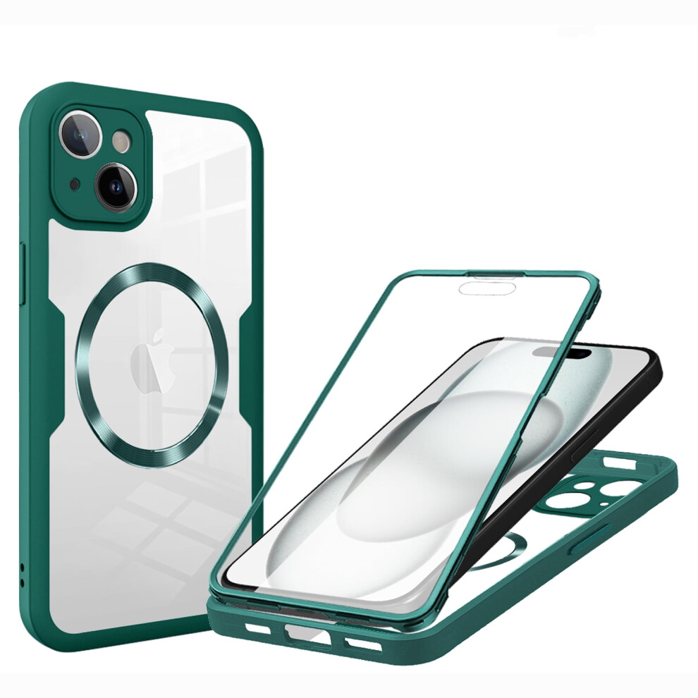 Iphone 14 Plus Case Compatible With Magsafe, Built-In Screen Protector, 360 Shockproof Rugged Clear Dual-Layer Cover Â Dark Green 9009879500278