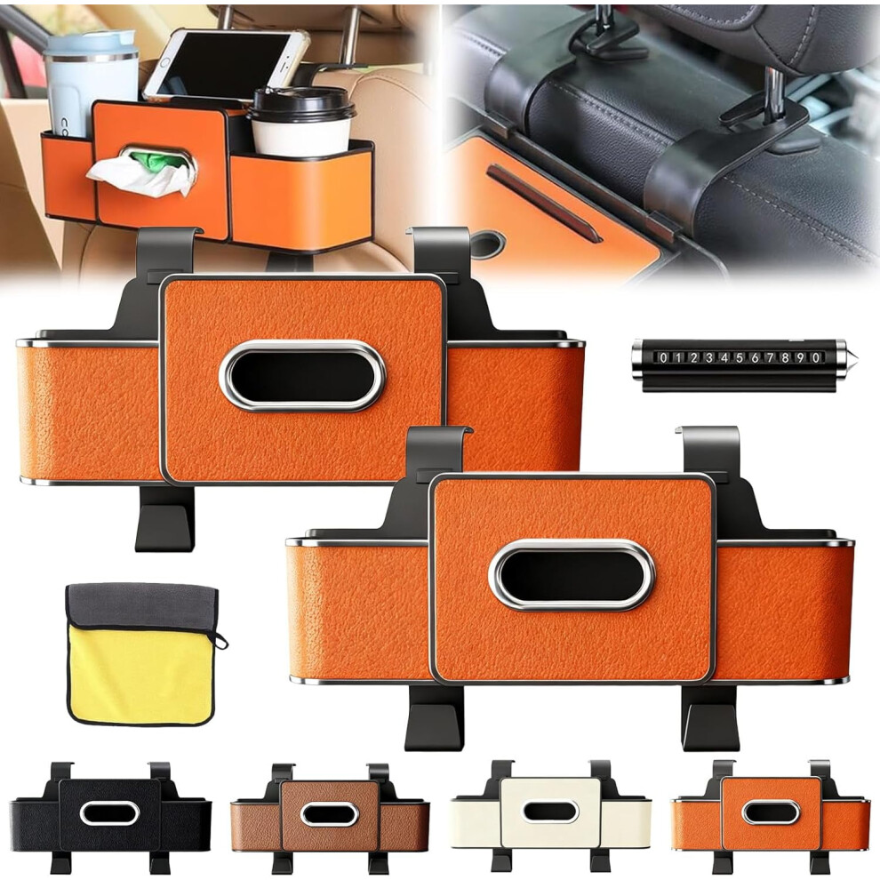 Car Organizers And Storage Box, Multifunctional Car Seat Back Storage Box With Cup Holders, Tissue Box & Hooks, Universal Backseat Hanger For Handbag 9009879500254