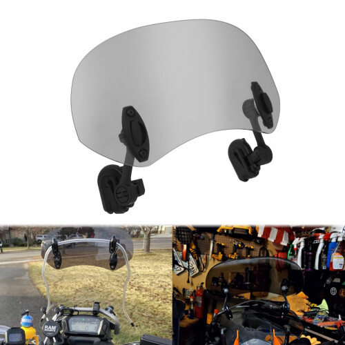 Adjustable Windshield Clip On Extension Spoiler Wind Deflector Fit For Harley 2
