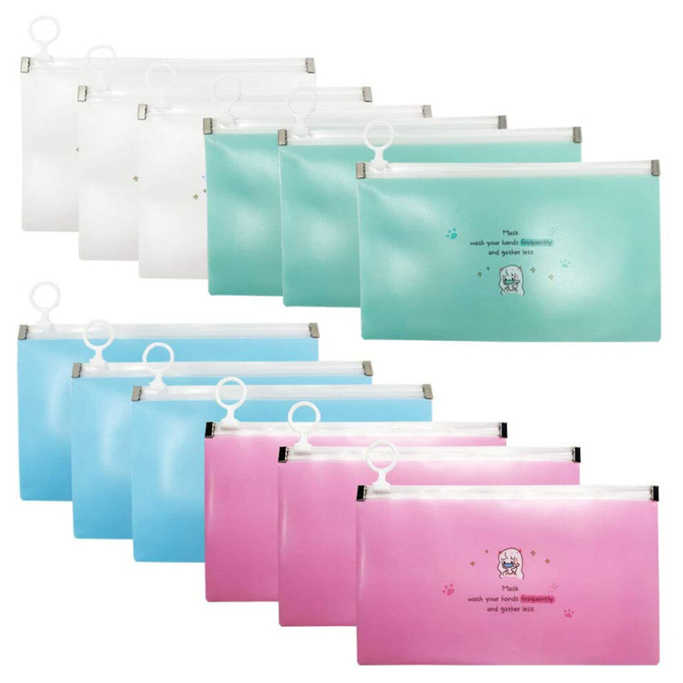 12Pcs Zippered Mask Organiser Travel Case