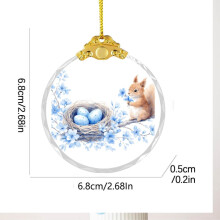 ZHMRFG Veľkonočný zlatý sklenený prívesok, 2,68" reflexná dekorácia v tvare zajačeho vajíčka na stromček, košík, dvere, okno,