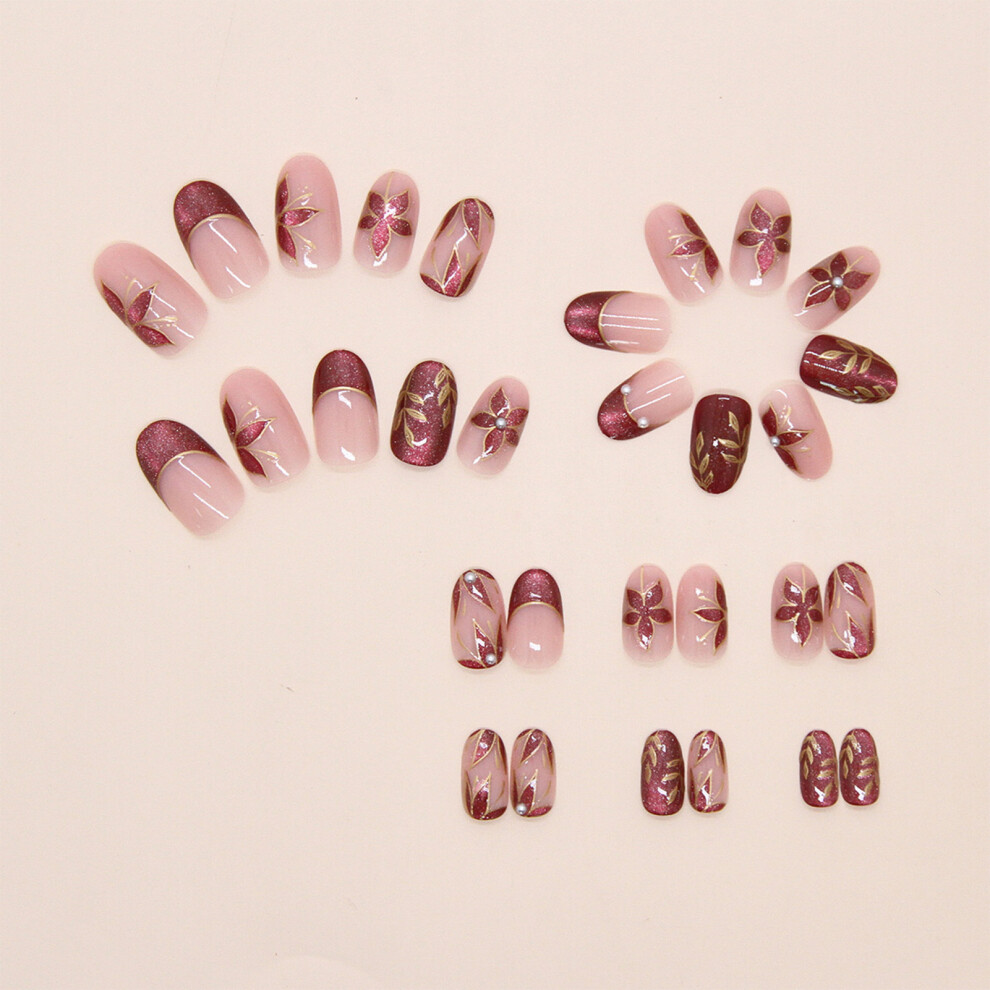 Phui-Pet-Supplies 3D Cat Eye Fake Nails With Gold Foil, 30Pcs