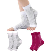 Compression Socks, Sweat-Wicking Breathable Compression Socks, Open Toe Foot Sports Running Pressure Socks (2 pairs)