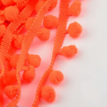 Pompom Trim Ball Fringe Ribbon DIY Sewing Accessory Lace 1/5/15 yards-Orange-15 yds