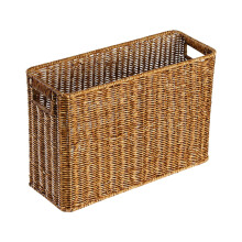 Large Capacity Wine Storage Basket, Imitation Vines Weaving, Durable Plastic Handheld Container with Reinforced Borders & Hollow Design, Compatible