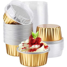 Dessert Cups with Lids Gold Aluminum Foil 50 Pack