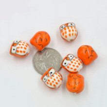 Owl Ceramic Bead Jewelry Craft Loose Bead Orange 1 pc