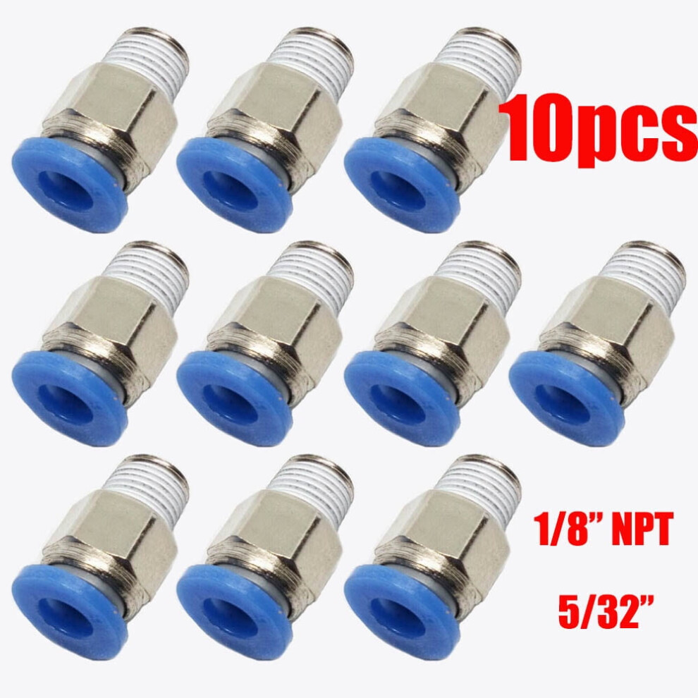 10Pcs Od 5/32" (4Mm) X Npt 1/8 Pu Male Straight Connector Tube Air Push In Fitting 9009879498278