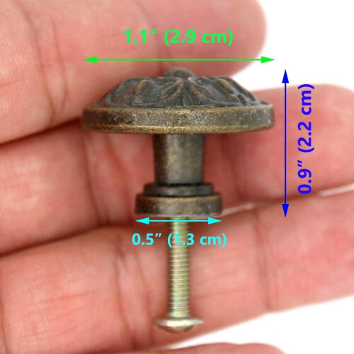 Antique Drawer Pulls Round Vintage Handles Bronzed 8 pcs 2