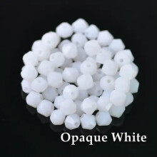 Crystal glass bicone beads opaque white 6mm 50pcs