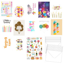Birthday Card Set with Envelopes – Handwritten Style, DIY Personalization, Bulk Assorted Designs for Parties & Gifts