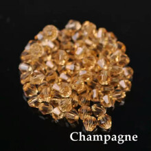 Crystal glass bicone beads 4mm champagne 100 pcs