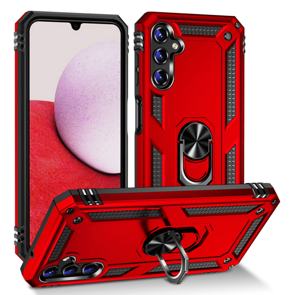 Compatible With Samsung Galaxy A14 5G Case, Military-Grade Shockproof Cover With 360 Rotating Kickstand - Red 9327961911765