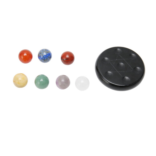 7 Stück Chakra-Steine mit Obsidianbasis - 2 cm Steine 2