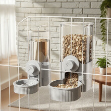 Auto Hanging Water & Food Dispenser for Cats/Dogs: 520ml Water + 1200ml Feed, Compatible with Grey Platform