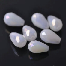 Teardrop Crystal Glass Beads Jade White AB 7x5mm (50 pcs)