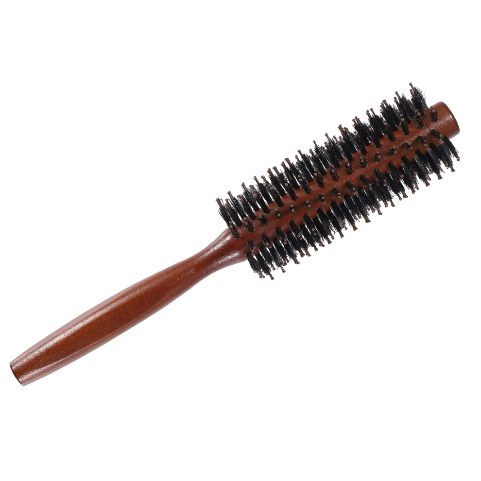 Unisex Brown Nylon Bristle Round Curling Hair Twill Comb For Hair Drying Styling S Size 10 Row 8.66"