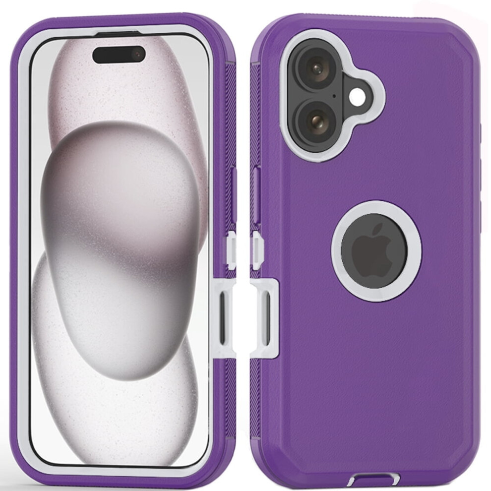 Phone Case For Compatible With Iphone 16 Plus Heavy Duty Shockproof Dustproof Phone Case, Purple/ White White,Purple 9327961912465