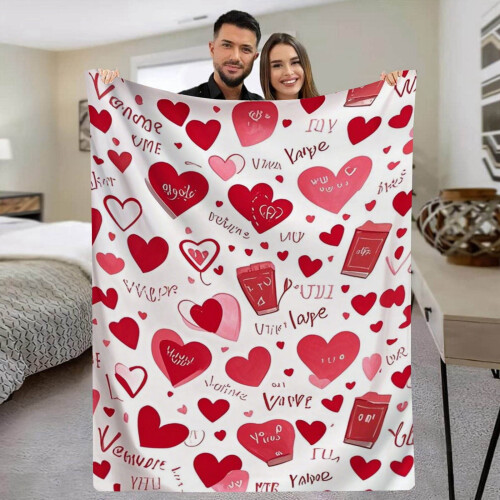 Valentine's Day Blanket Red Heart 52x59 Inch