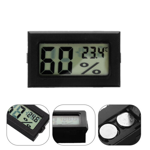 3Pcs Indoor Thermometer Hygrometer ABS Black 2