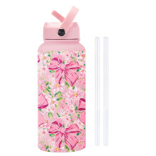 Vacuum-Insulated Stainless Steel Water Bottle with Straw, Lid & Handle – Compatible with Gym, Soccer, Sports