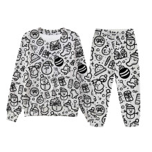 Kids DIY Hand Painted Colorable Tops and Pants Set Boys Girls Funny Cartoon Coloring T-Shirts and Pants 2 Piece Sets White 8-9 Years