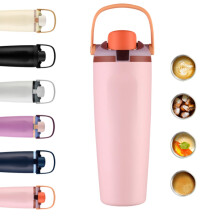 Bouteille isotherme en acier inoxydable de 887 ml (30 oz) avec poignée et paille, double paroi sous vide, sans BPA, garde les boissons