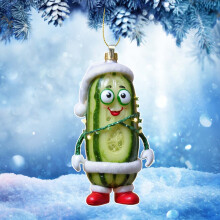 Green Acrylic Cucumber Pendant Ornament with Lanyard