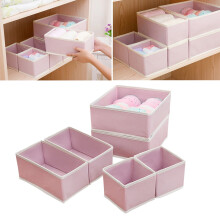 Pink Cloth Underwear Storage Box for Closet Drawers, Anti-Wrinkle, 1Set