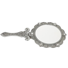 Pink Makeup Mirror Base Hand Held Mirror Vintage Mirror Travel Miss 14.5x7.6cm