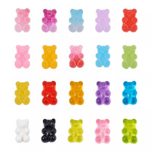 100pcs Two Tone Flatback Resin Bear Cabochons Gummy Crafts Decoration 16~17mm