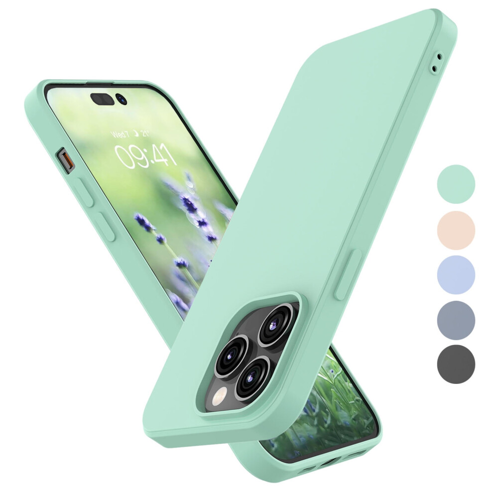 Compatible With Apple Compatible With Iphone 14 Plus Shockproof Liquid Silicone Full-Body Protective Case Cover Mint Green 9130661153683