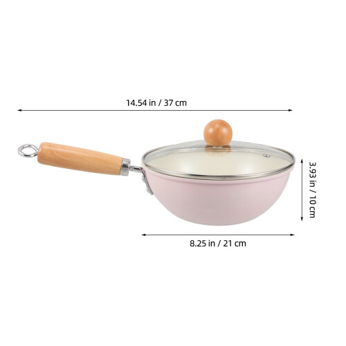Iron Frying Pan Induction Compatible Pink Wooden Handle 1 1