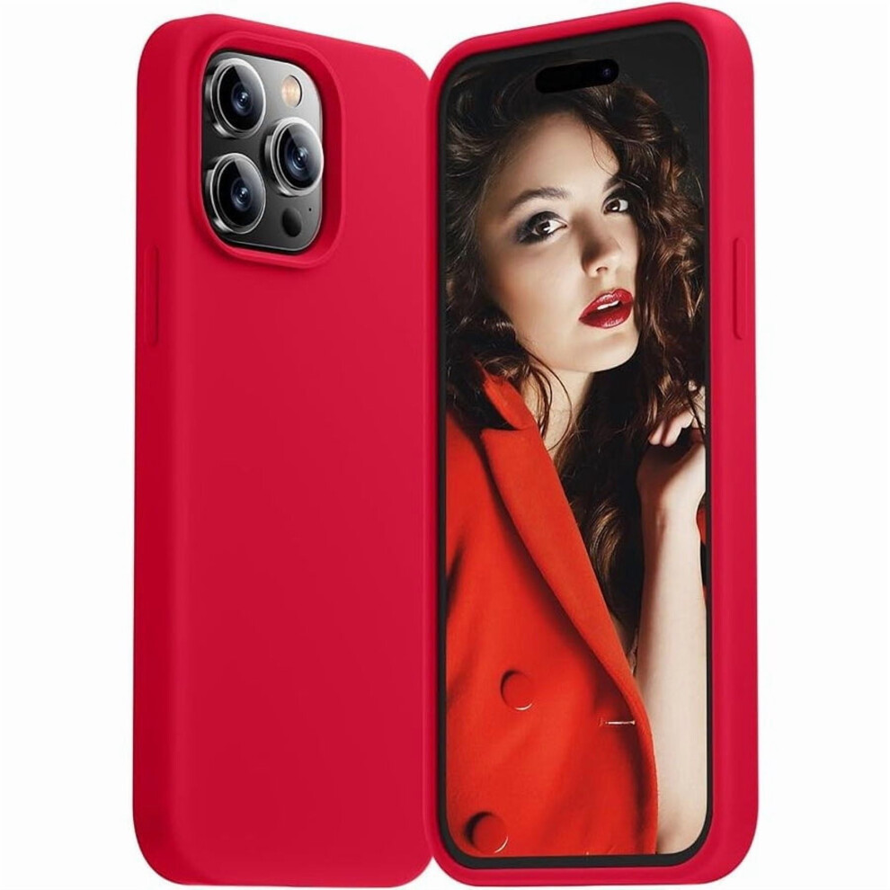 Liquid Silicone Case Compatible With Apple Iphone 16 Pro Â Shockproof & Slim Red 9130661154079