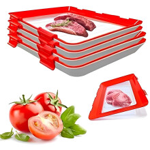 Food Preservation Trays,Reusable Food Storage Tray,2025 Latest Stackable Food Trays with Stretch Cover for Various Foods