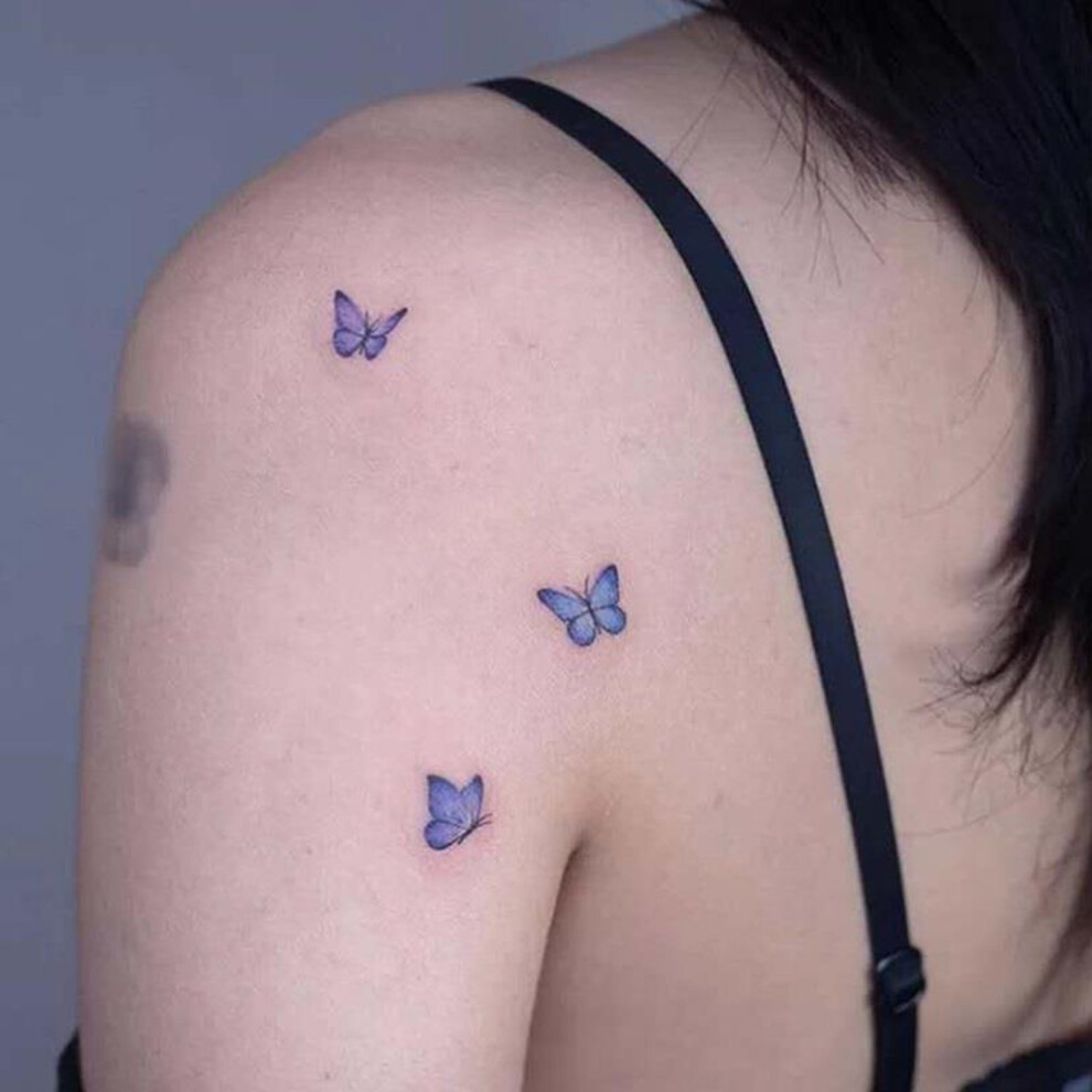 Bright-Home Purple Butterfly Temporary Tattoos Long Lasting Tattoos Stickers Sexy Fake Tattoo For Body Art Decoration