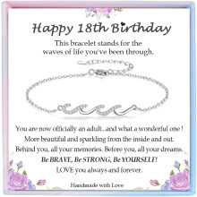 Silver Wave Bracelet Birthday Gift for Women – 21st, 30th, 40th, 50th, 60th Anniversary – Compatible with All Ages