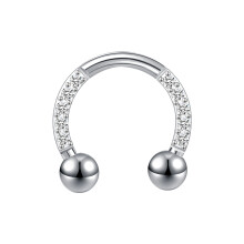 16G Stainless Steel CBR Nose Ring CZ Horseshoe Septum Rings Conch Daith Piercing-Black-Horseshoe 8mm