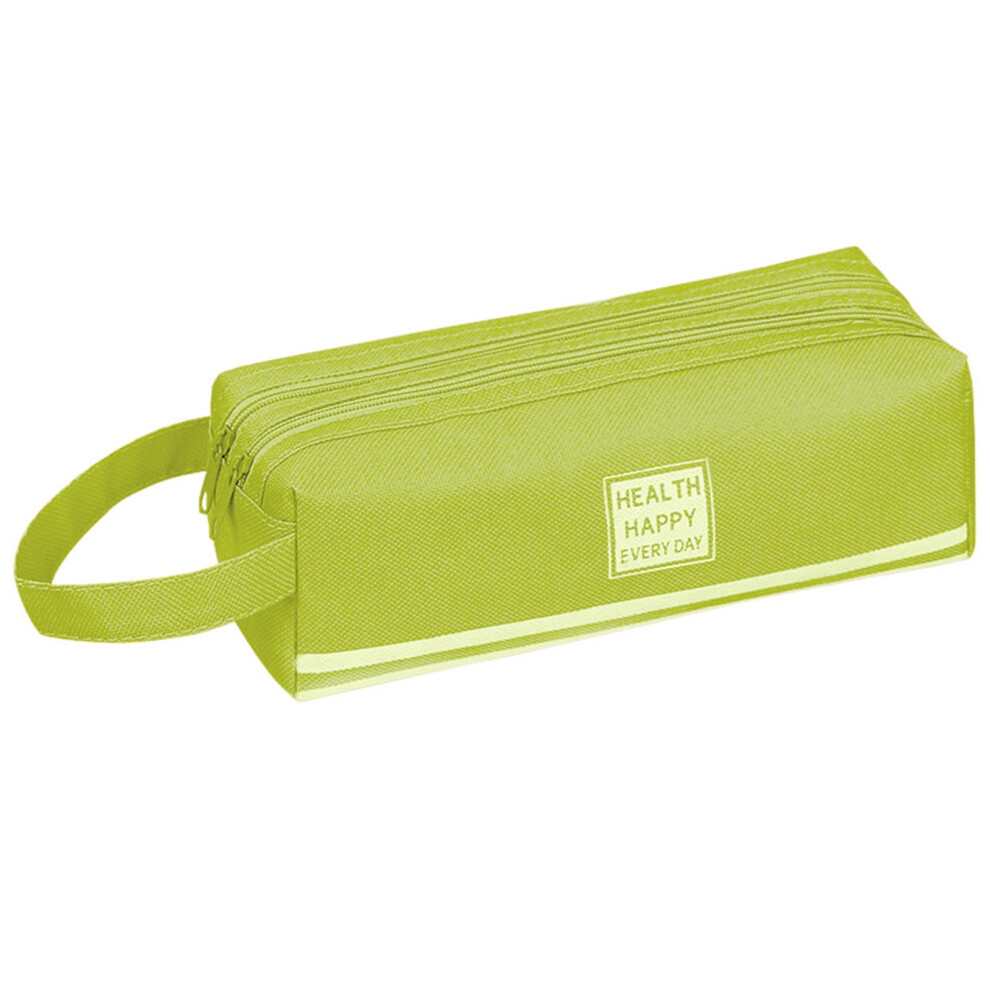 Green Large Capacity Pencil Pouch With Compartments, Zipper Organizer For Pens, Cosmetics & Supplies Â Compatible With School & Office Use