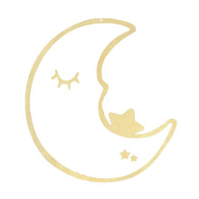 Moon Mirror Decoration Wall Mirror Acrylic Wood 1Pack 8.9x8.3in