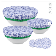3-Pack Reusable Bowl Covers with Elastic Edge, Cotton Fabric Lids (8/9/10 Inch), Compatible with Most Bowls