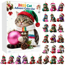 Adorable calendrier de l'Avent sur le thème des chats, avec 24 illustrations amusantes pour célébrer les fêtes de fin d'année des enfants.