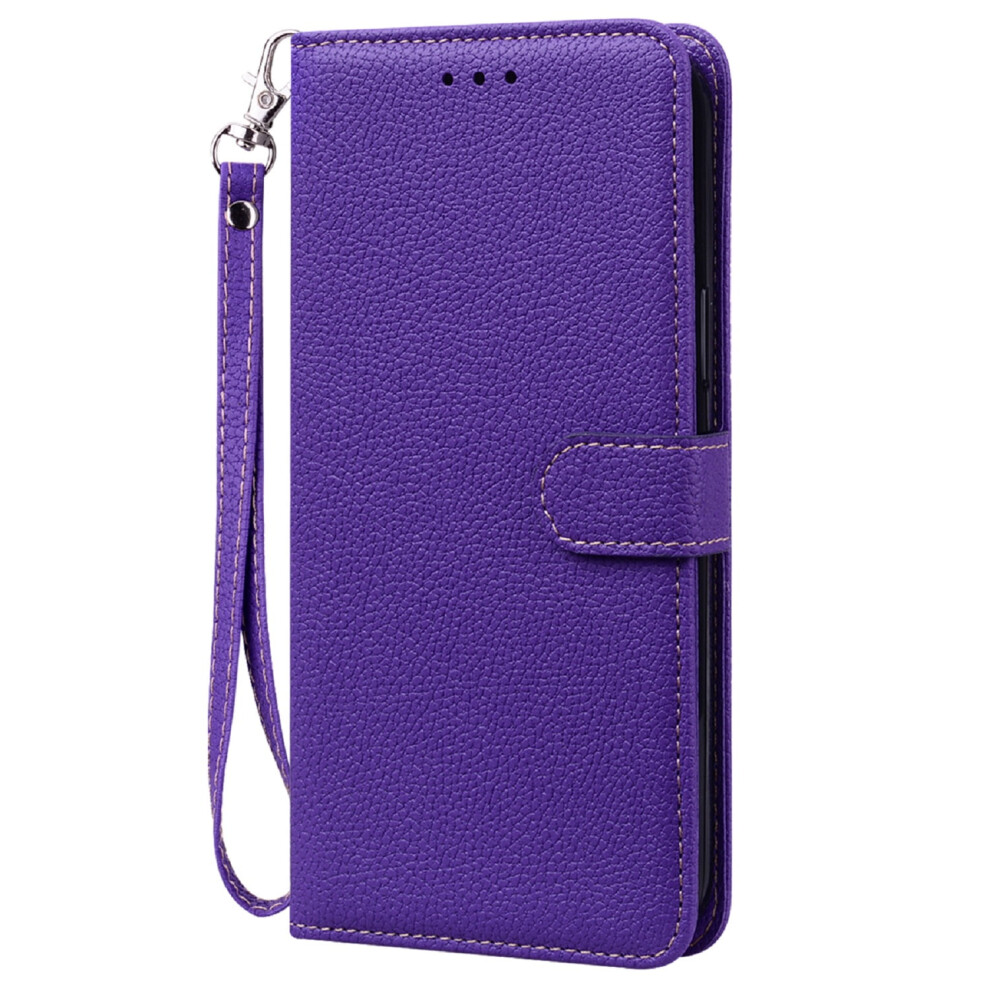 Premium Pu Leather Magnetic Flip Wallet Case With Wrist Strap, Kickstand & Card Slots For Compatible With Samsung Galaxy S21 6.2", Purple 9193271264521