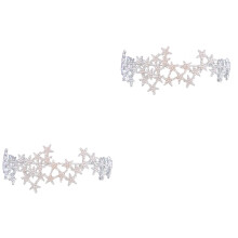 FRCOLOR 2pcs Bride Wedding Crystal Rhinestone Star Crown Hair Accessories for Women (White)