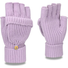 Winter Fingerless Gloves for Women Men Half & Full Glitter Knitted Mittens Thumb with Cap Convertible Thermal Mitten