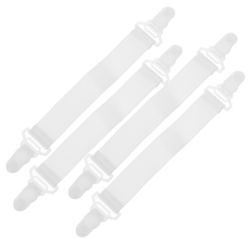 Topbathy Fitted Sheet Holders with White Elastic Straps and Plastic Clips for Stability