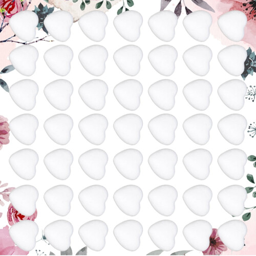 Felt Heart Craft Decorations White Foam 50 Pieces